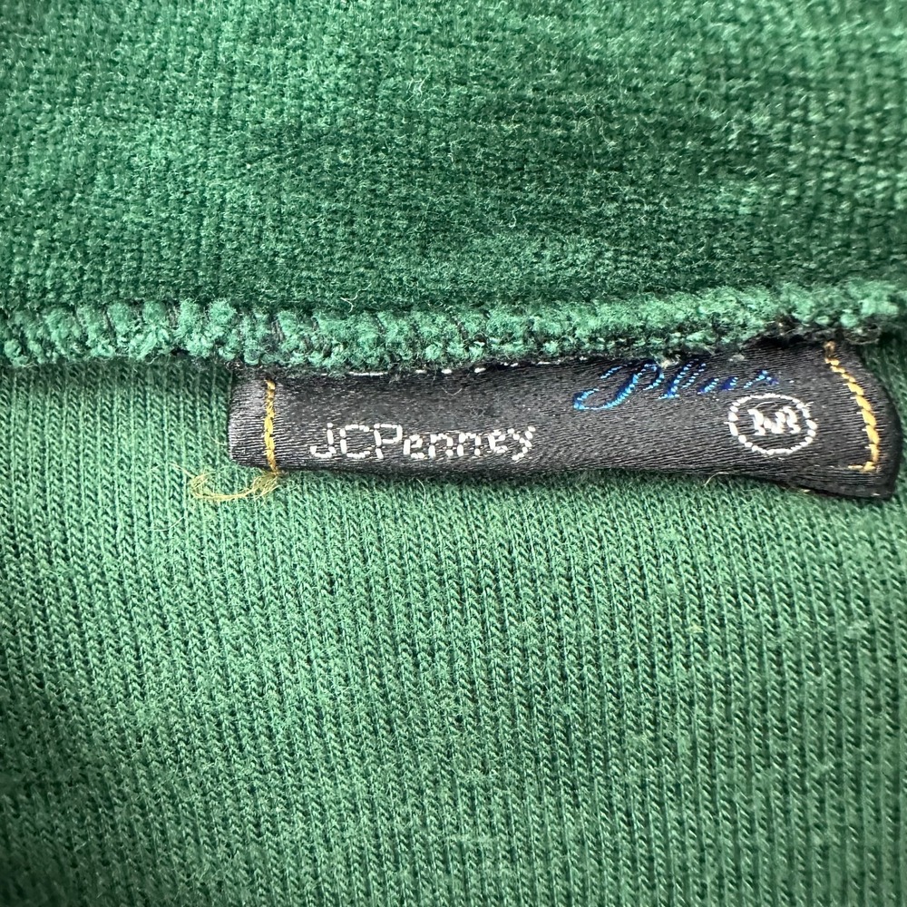 Vintage Y2K Towncraft JC‎ Penny Quarter Zip Velour Pullover Sweatshirt Green M - Picture 5 of 8